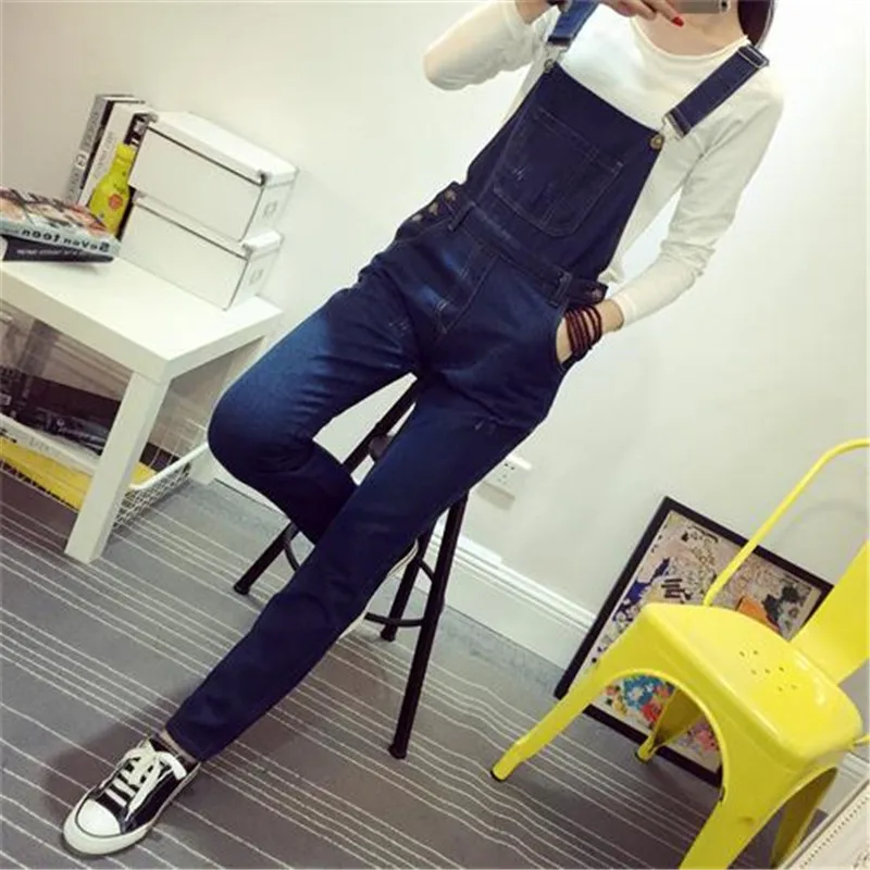 New denim suspenders trousers women trousers autumn loose slim slim students casual pants suspenders jumpsuit (11)