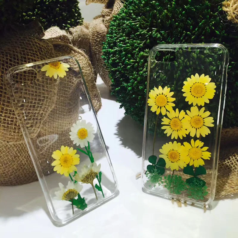 

100% Handmade For iPhone X Xs Max XR 8 7 6 Plus 5 5S SE 6 7 8 Case Dried Real Flower Soft TPU Protective Cover pressed flowers