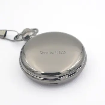 

New ELEGANT PLAIN BLACK POLISHED MEN'S QUARTZ POCKET WATCH NICE GIFT Arabic numerals watch for men