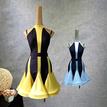 

Latin Dance Dress Women Yellow Laser Fabric Tango Ballroom Flamengo Salsa Practice Performance Latin 2pcs Dance Costumes BL1337