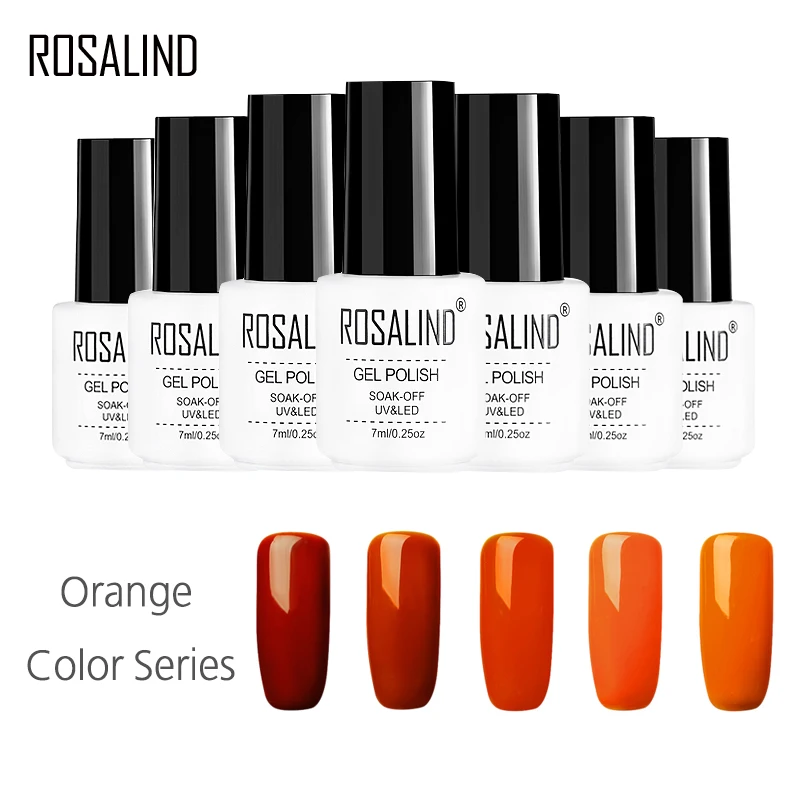 Гель лак для ногтей Rosalind 1S 7 мл белый флакон оранжевый цвет Soakoff УФ Полупостоянный