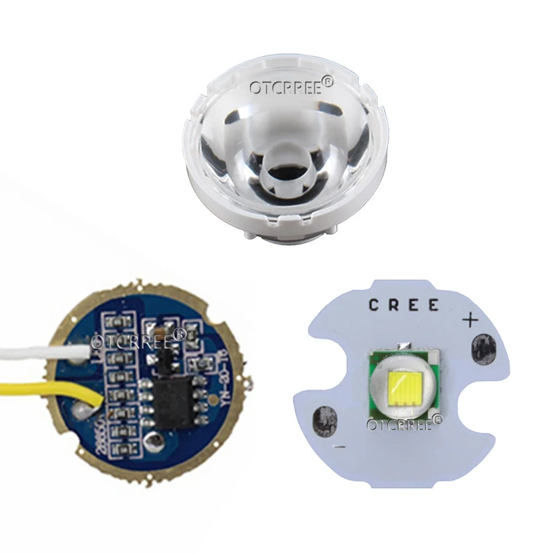 Cree XM-L LED T6 White Light with 20mm star pcb+ 3.7V 5modes led Driver+T6 15degree led Lens with Base Holder kit