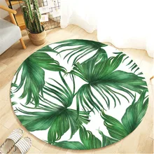 Кухонные коврики моющиеся тропические растения листья узор круглые фланелевые ванная кухня ковер 80 см Alfombras Cocina