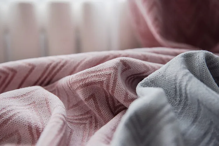 Скандинавские Современные Простые Стильные Популярные розовые серые строчки из искусственного кашемира, оконные шторы для гостиной, европейский стиль
