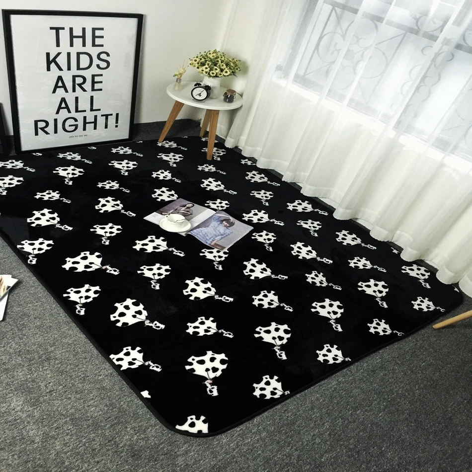 Mode kuh muster carpet soft polyester baby kind spielen matte bereich teppich große carpet hause boden