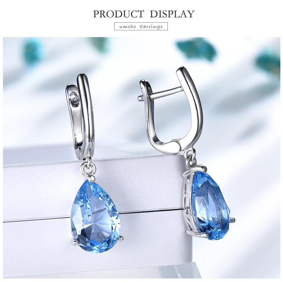 UMCHO Nano Sky Blue Topaz 925 sterling silver earring for women EUJ095B-1-pc (3)