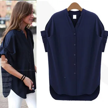 

2015 New fashion women blouse blusas femininas Big size casual chiffon shirt women clothes tops 5xl 4xl S0121