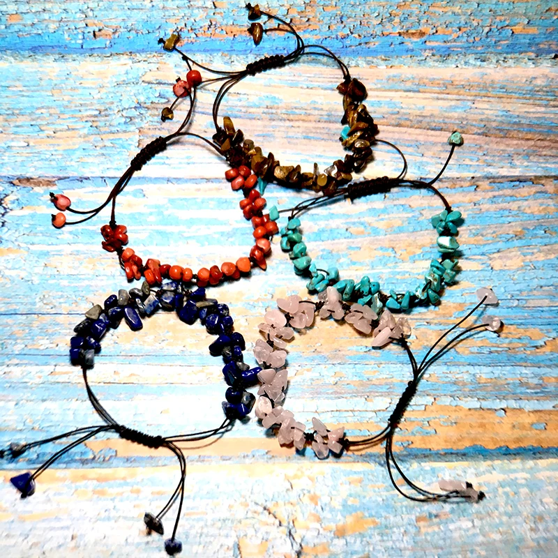 Женский Асимметричный плетеный браслет с натуральным камнем Boho регулируемый