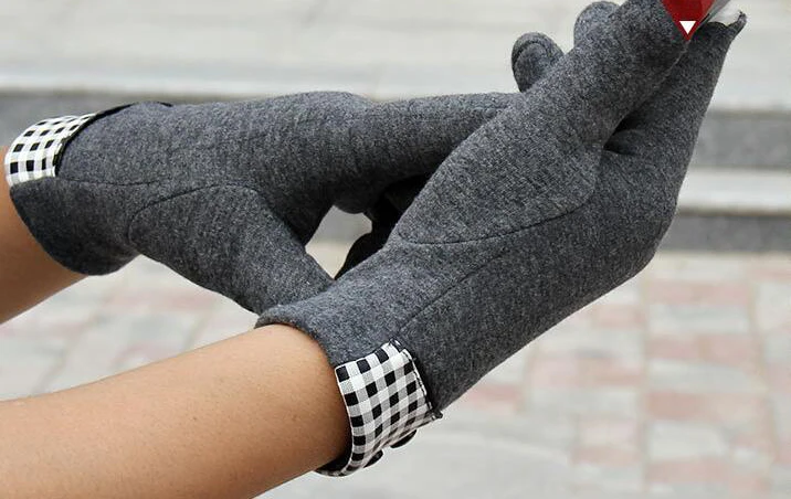 YRRETY Woman High Quality Knitted Gloves Touched Screen Thick Warm Glove Winter Autumn Mitten Women Winter Stitching Plaid Glove