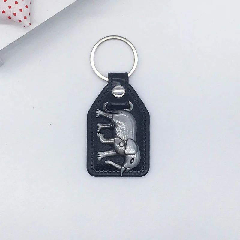 

Creative Custom Men Leather Anime Key Chain Elephant Keychain Metal Car Good Luck Key Ring Holder Jewelry Gift Souvenirs