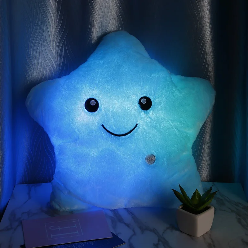 Stuffed e Plush Animais 36*36 centímetros azul travesseiro luminosa Preenchimento : Algodão de Polipropileno