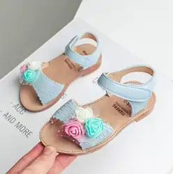 Обувь для девочек босоножки Туфли для принцессы Лето 2019 г. новые детские пляжные сандалии красочные цветы мягкая детская обувь