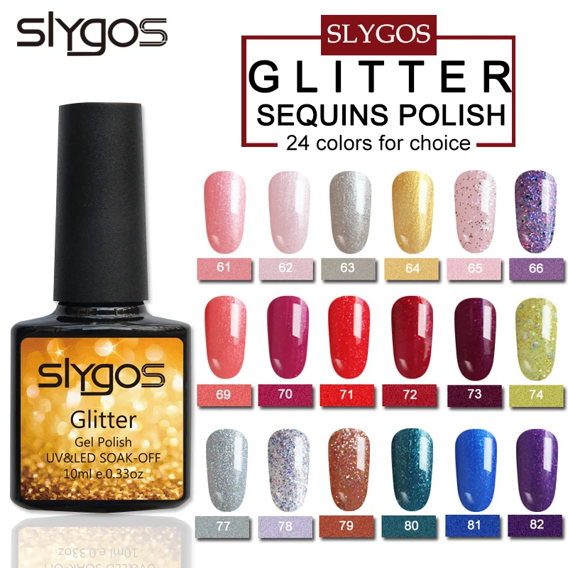 

SLYGOS 10ML UV LED Glitter Sparkle Nails Gel Polish Long Lasting Portable Soak Off Nail Art Gel Varnish Manicure Pedicure
