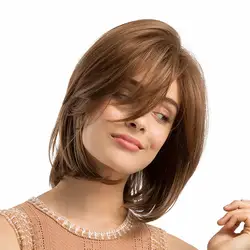 Парики Мода высокое качество натуральный градиент золото средней длины прямые волосы модные женские человеческие волосы парики челнока