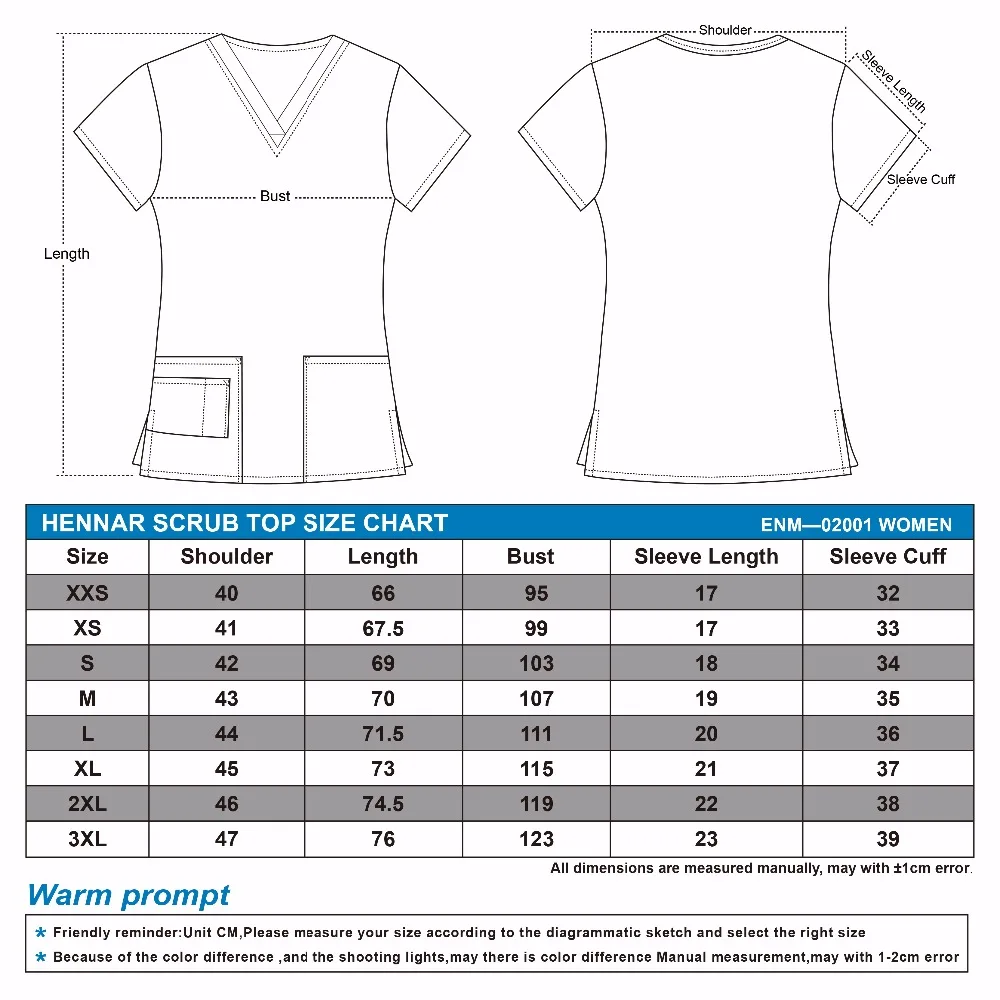 Hennar медицинская форма для женщин с v-образным вырезом хлопок хирургические скрабы Топ Печать больница медицинская Медсестры скраб Топы