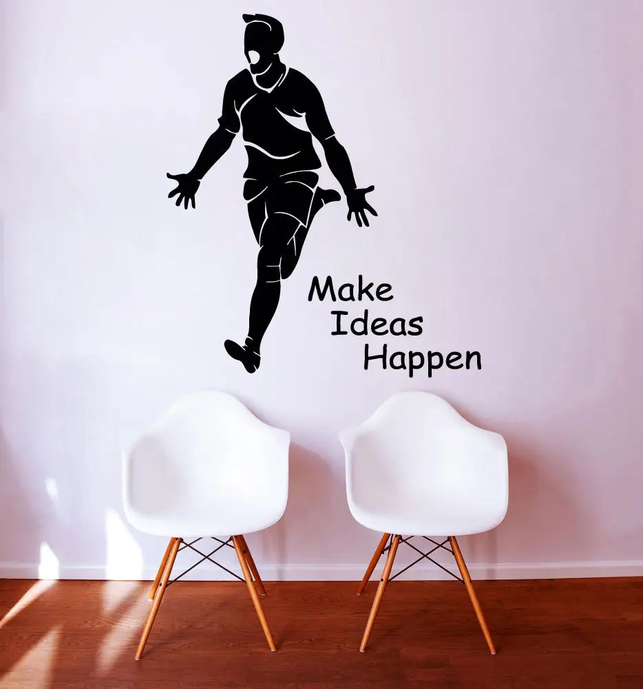 Sport Football PVC Wall Sticker Soccer Football Player Quote Wall Decal