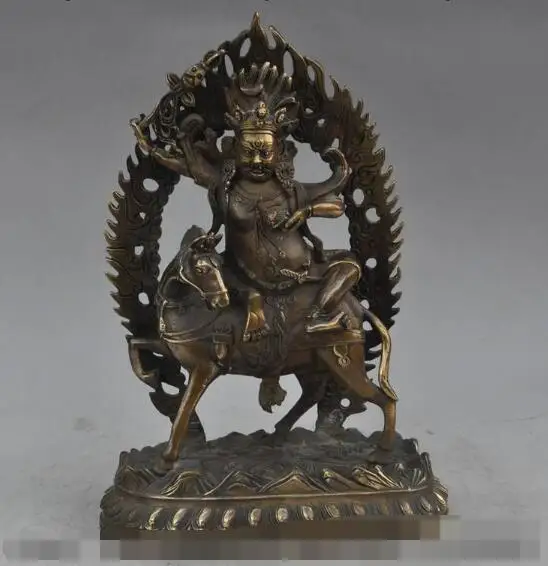 

S3531 12"china tibet buddhism bronze Mahakala Vajra King Kong buddha ride horse statue