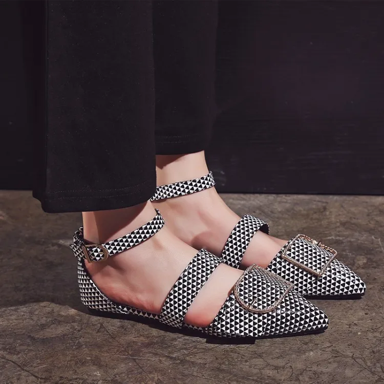 

Big Size 11 12 summer flat sandals ladies women shoes woman One-word Button for Women's Flat Bottom of Baotou Sandals
