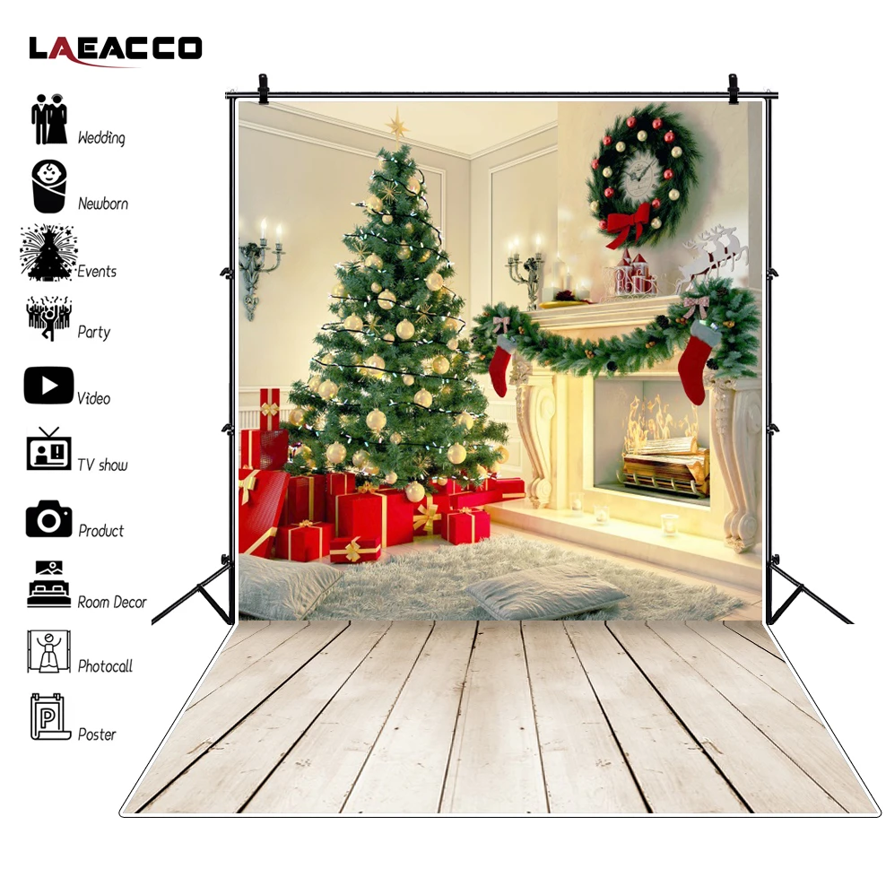 クリスマスの背景花輪暖炉ギフト木の床ベビードールパーティー肖像背景写真スタジオ Background Aliexpress