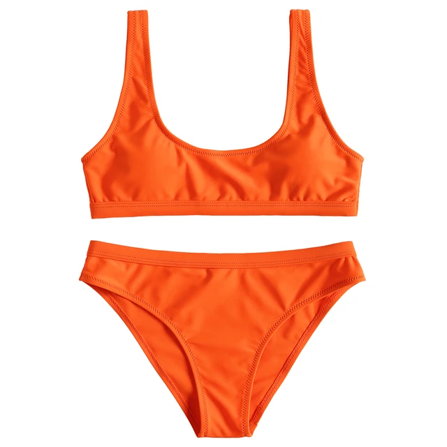 orange scoop neck bikini
