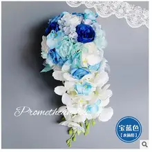 Букет Де Mariée Водопад букет Голубая Роза Искусственные Невесты Руки Холдинг Калла Цветок Свадебный Букет невесты