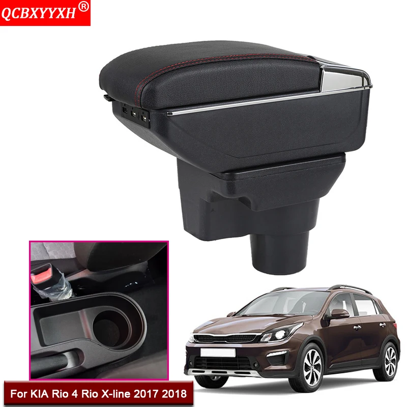 

Car Styling ABS Car Seat Armrest Box Center Console Storage Box Holder Case Auto Accessories For Kia Rio 4 Rio X-line 2017 2018