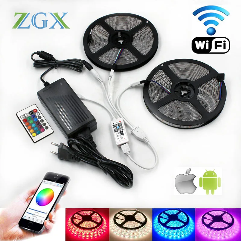5050 RGB Wifi контроллер Светодиодная лента светильник 5 м 10 15 60 светодиодов/м