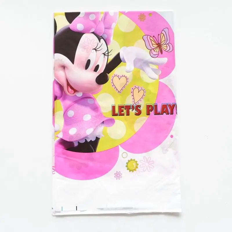 

1pcs Happy Birthday Party Minnie Mouse Baby Shower Tablecloth Cartoon Theme Kids Favors Tablecover Decoration Supplies 108*180cm