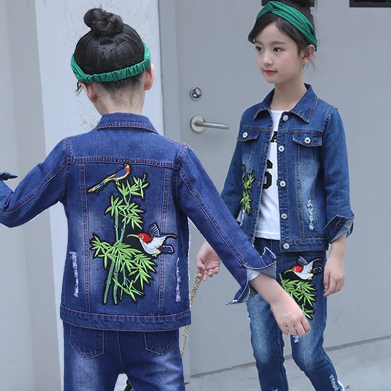 

Girls Clothing Set 2019 Spring Autumn New Kids Clothes Set Cartoon Girls Denim Jacket Children Clothing Set Cotton Kids Outfits