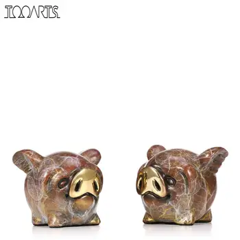 

Tooarts Figurines Miniatures A Pair of Flying Pigs Bronze Pig with Wings Figurine Ornament Lovely Flying Pig Statue Table Decor
