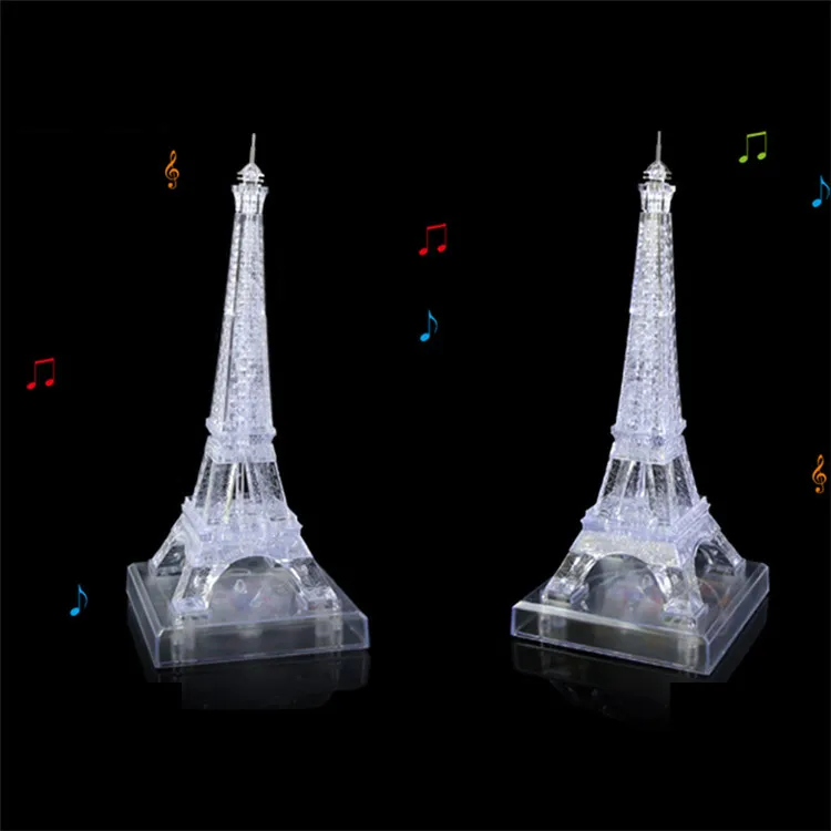Игрушка мечты Франция строительство Эйфелева башня 3D Кристалл Головоломка модель с музыкой/светильник DIY игрушки Рождество Лучшие подарки головоломки игрушки