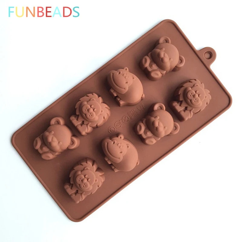 

8 Lion And Hippo Shape 3D Silicone Mold For Cake DIY Chocolate Molds Soap Jelly Ice Mold cm032