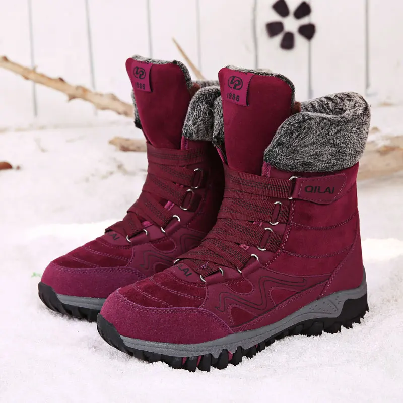 MWY/зимняя обувь; теплая Женская Повседневная обувь; zapatillas mujer Deportiva; кроссовки с высоким берцем; удобная обувь на толстой подошве - Цвет: Фиолетовый