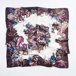 Yishine 90*90 см 6 цветов Шелковый шарф женский богемский цветок кешью орехи печать многофункциональные квадратные шарфы большого размера платок