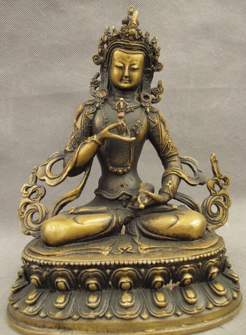 

fast shipping USPS to USA S1278 9" Tibet Bronze Buddhism Vajra Dorje Vajradhara Goddess Buddha Seat Statue
