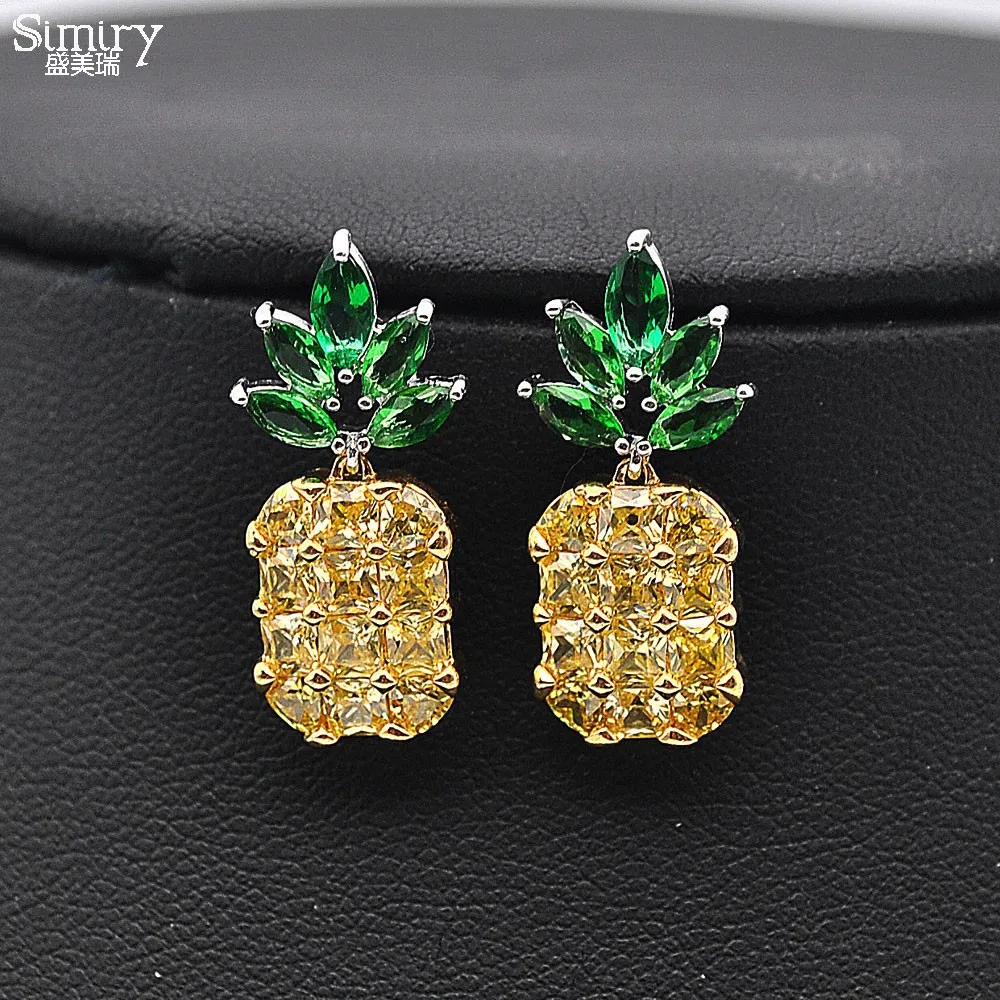 

Simiry 925 Sterling Silver Pineapple Earrings Fashion Tropical Fruit CZ Stud Earring for Women Girl Gift Jewelry