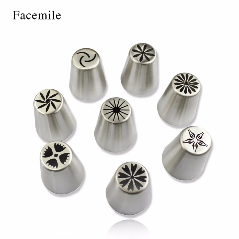 

Facemile 8pcs Russian Piping Tips Cake Pastry Nozzles Cake Decorating Tools DIY Biscuits Cake Pastry Nozzles Tips Set