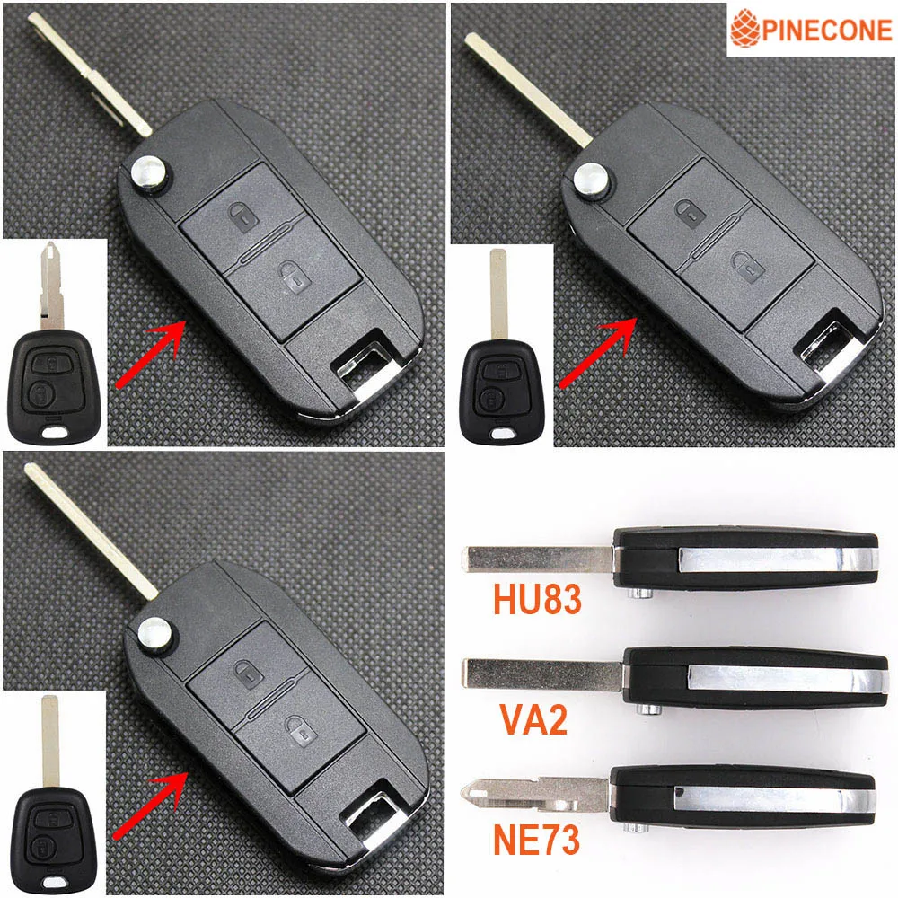 Шишка корпус ключа для Peugeot 106 206 307 107 207 407 ключ 2 кнопки модифицированный HU83 VA2 NE73 лезвие Флип складной автомобильный брелок для ключей