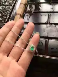 Натуральный зеленый изумруд камень Цепочки и ожерелья Природный камень кулон Цепочки и ожерелья S925 серебро модные простой круг женские