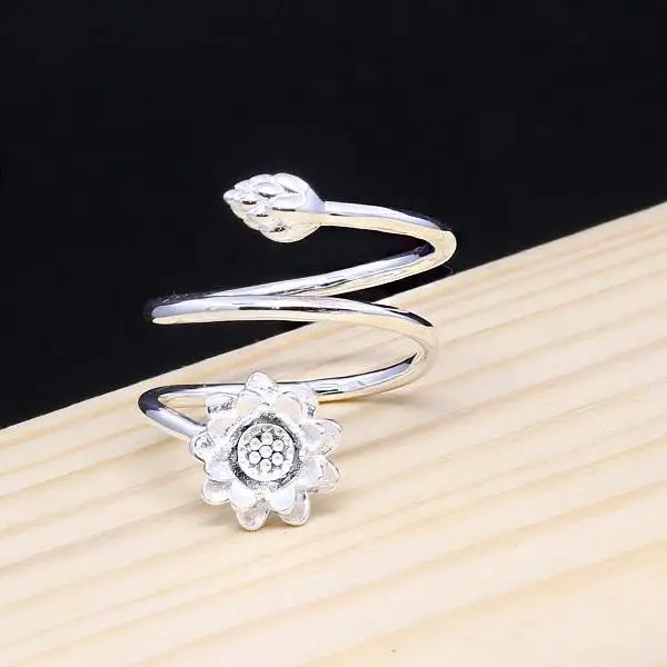 

925 Sterling Silver 5mm Round Cabochon Semi Mount Elegant Women Engagement Ring Fine Jewelry Setting White Gold Color Flower