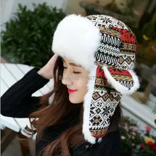 Fashion Classic Women Snowflake Winter Earflap Hat Hot Sale Trapper Hat for Ladies Warm Fur Trooper Hat High Quality Bomber Hat