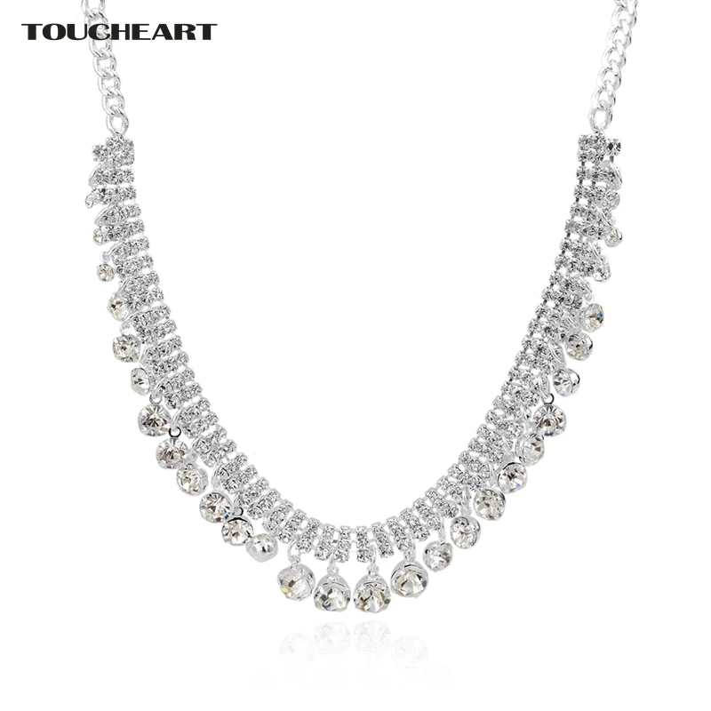 

Luxury Imitation Diamond Crystal Collares Necklaces & Pendants With Silver Chian For Women Anniversary Jewelry Sne150849109