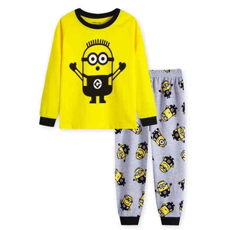 Новинка года, Детская Пижама для мальчиков От 2 до 7 лет пижамный комплект для девочек, детская пижама с Марио, футболка+ штаны Одежда для маленьких девочек и мальчиков - Цвет: Лимонно-желтый