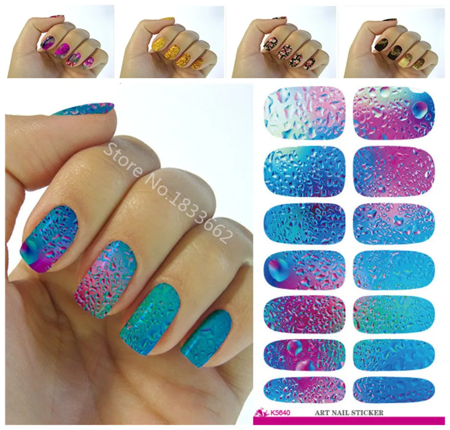 

Fashion Nails Art Sticker Colored Bright Crystal Design Nail Sticker Manicure Decor Tools Nail Wraps Decals K60