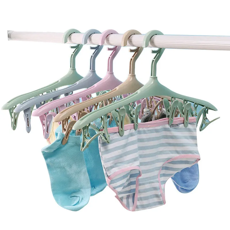 

Tie Storage Holder Bathroom Socks Organizer Multi-functional Creative 8 Clip Plastic drying Hanger Windproof Wardrobe Underwear