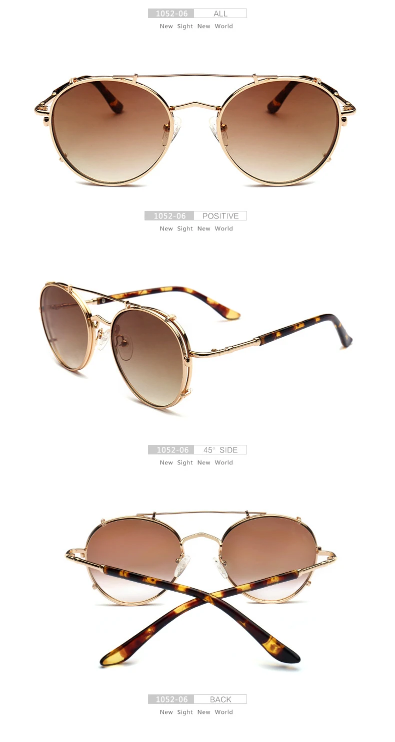 JackJad модные стимпанк стиль Клип на круглые градиентные солнцезащитные очки винтажные линзы съемный бренд дизайн солнцезащитные очки Oculos De Sol