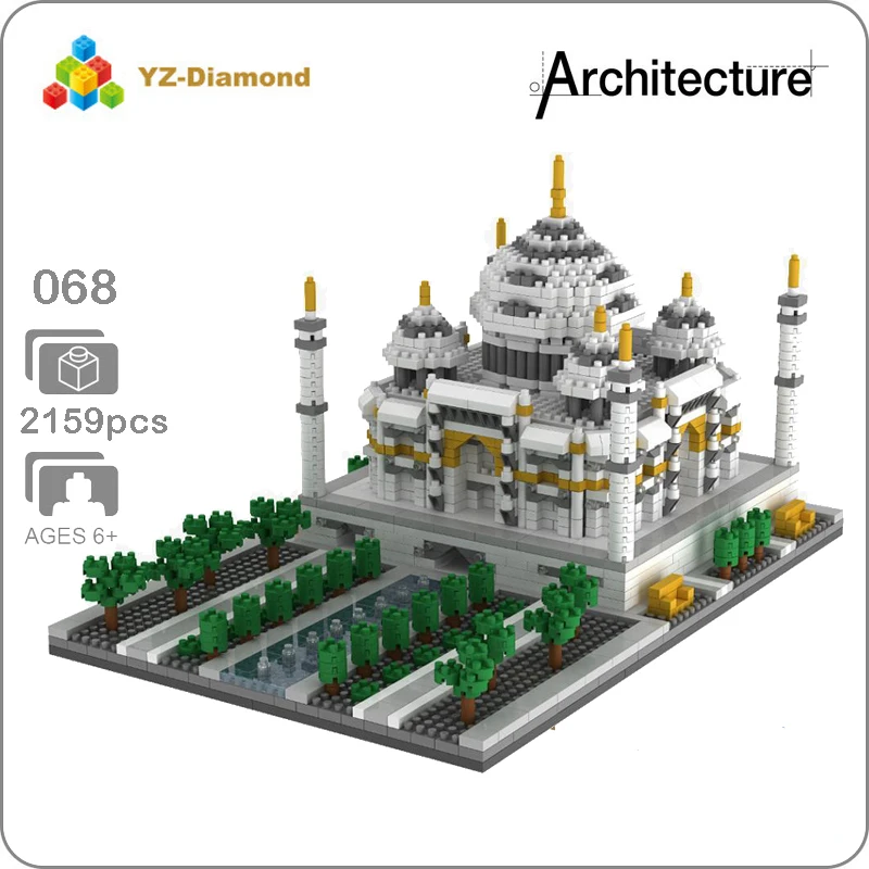 

YZ 068 World Famous Architecture Taj Mahal Palace 3D Model 2159pcs Mini Building Diamond Blocks Bricks Assembly Toy Gift