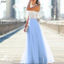 KLV Summer Lace Stitching Chiffon Dress Lady Lace Hollow Out Beach Maxi Dress Women Sleeveless Boho Maxi Dress KLV Summer Lace Stitching Chiffon Dress Lady Lace Hollow Out Beach Maxi Dress Women Sleeveless Boho Maxi Dress