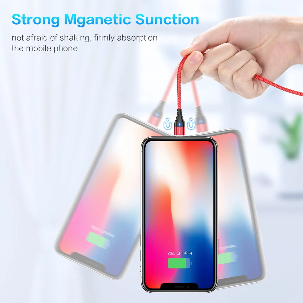 FLOVEME Magnetic Cable Micro USB Type C For iPhone Lightning Cable 1M 3A Fast Charging USB-C Type-C Magnet Charger Phone Cable