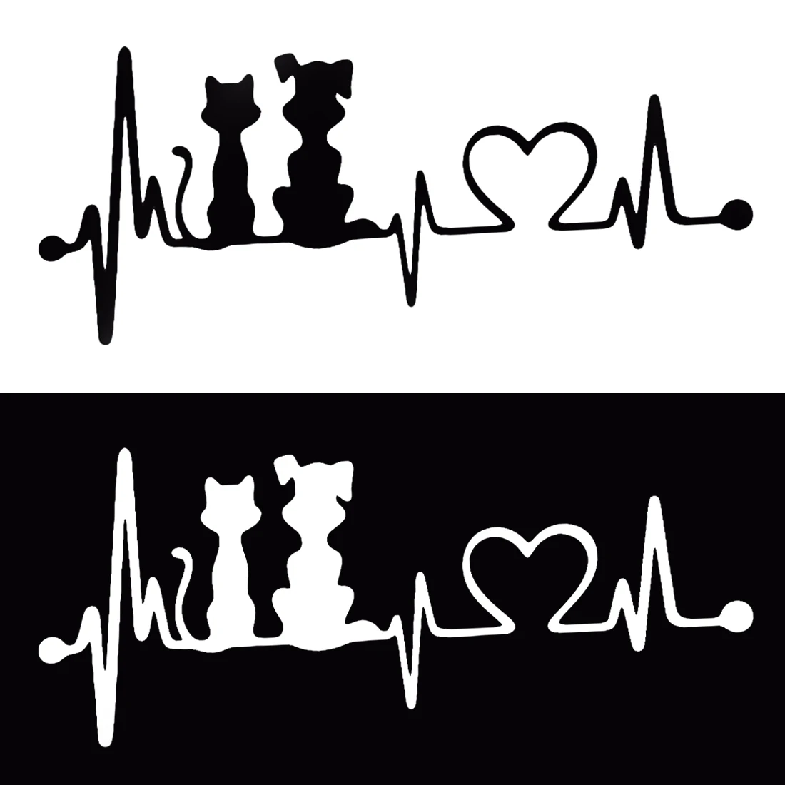 

Dewtreetali 19*8cm Dog & Cat Heartbeat Car Window Decoration Decal Fashion Cartoon Stickers Car Accessories super offer good